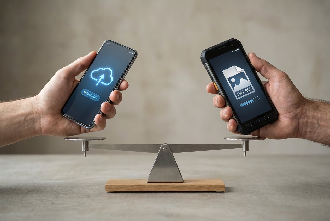 When you share photos, what happens after you hit Send?